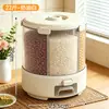 Recipiente de Arroz Compartimentado Rotativo para Uso Doméstico, Tanque Selado de Armazenamento de Grãos de Grau Alimentício, À Prova de Insetos e Umidade, Caixa de Armazenamento de Grãos de Grande Capacidade