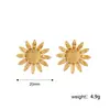 Moda Cruzada Europeia e Americana Simples Versátil para o Dia a Dia Brincos Brincos de Tarraxa Girassol Acessórios Femininos Aço Inoxidável Banhado a Ouro 18K