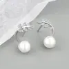 Dz Pendientes de Tachuela de Hoja Perla Circonita Japón Corea para Mujer Nicho Temperamento Exquisito Lujo Ligero Dulce Gama Alta Versátil Joyería