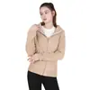 Chaqueta Cálida con Capucha de Terciopelo Espeso Austriaco para Otoño e Invierno, Ropa Exterior, Sudadera Deportiva Ajustada a Prueba de Viento para Correr y Uso Casual para Mujer