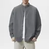Camisa Larga de Algodón y Lino con Cuello Alto de Doble Botonadura, Estilo Old Money, Moderna para Hombre, Transpirable, Delgada, Casual para Primavera y Otoño, Venta al por Mayor