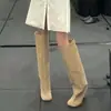 Primeiro Encontro Temporada Design de Nicho Botas de Cavaleiro de Salto Alto 2026 Novas Botas Longas de Camurça de Cano Reto Acima do Joelho Tendência Feminina