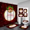 Cortina de Chuveiro Banheiro Papai Noel Fofo Natal Novo Modelo Transfronteiriça Amazon Impressa Impermeável Poliéster Cortina de Chuveiro Impermeável