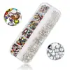 Decoración de Arte de Uñas Caliente DIY Transfronteriza Diamantes para Uñas 12 Rejillas Diamantes de Fondo Plano Mezcla Ss4-Ss16 Diamantes Redondos Coloridos Joyería