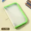 Bolsa de Almacenamiento Transparente con Patrón Diagonal A6 Cremallera Impermeable de PP Bolsa para Documentos Gran Capacidad Estudiante Papelería Portatarjetas de Identificación Venta al por Mayor