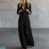 Verano 2026 Amazon Nueva Moda Europea y Americana para Mujer Color Sólido Elegante Camisa de Vestir con Cuello y Botones Vestido Largo