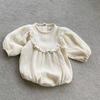 Ropa de envolver de algodón y lino de manga larga con cuello de muñeca Ins estilo coreano para primavera y otoño, mono floral de color liso, simple, versátil para bebés niñas