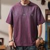 2025 Nueva Camiseta Americana Retro de Manga Corta para Hombre Holgada Talla Grande Marca de Moda Verano Peso Pesado Cuello Redondo Camiseta Moda
