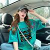 Camiseta Holgada de Algodón con Diseño Colorido de Salpicaduras de Tinta para Mujer Estilo Lindo Estampado de Gato Largo Medio Casual Top de Aspecto Adelgazante