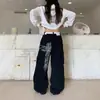 Jeans Rectos Sueltos Lavados en Negro Estilo Street Cleanfit para Hombres y Mujeres Pantalones Casuales de Pierna Ancha