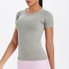 Nueva Camiseta Deportiva de Manga Corta con Cuello Redondo para Mujer Transfronteriza Top para Correr y Fitness Amigable con la Piel Ajustado Transpirable Yoga Manga Corta