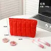 Bolsa de Maquiagem Portátil Acolchoada Mais Vendida Internacionalmente Bolsa de Armazenamento Plissada Fashionável Cor Sólida Padrão Diamante Estilo Coreano Casual para Mulheres