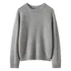 Nueva camiseta base de cachemira para mujer, jersey de cuello redondo, suéter de seda de morera, color liso, simple, cómodo, tejido versátil