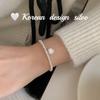 Pulsera de plata de ley S925 con diseño de fritillaria, estilo coreano, hecha a mano, con círculos de plata y nicho apilado de alta gama para mujer.