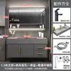 Juego de tocador de baño moderno minimalista con lavabo integrado de piedra microcristalina, incluye lavamanos, lavabo y mueble de espejo