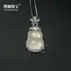 Colgante de Calcedonia Verde Hielo con Forma de Calabaza Collar de Ágata Blanco Imperial Cadena para Clavícula Color Jade Mismo Estilo Popular de Transmisión en Vivo de Douyin