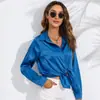 2026 Venta Caliente Toma Real Europea y Americana Comercio Exterior Transfronterizo Amazon Camisa de Satín para Mujer Camisa de Manga Larga Tipo Seda de Satín