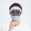 Máscara Facial Completa com Lentes, Óculos à Prova de Poeira e Proteção Solar, Protetor Facial de Seda Gelada Fina de Verão Anti-UV