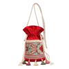 Bolso con cordón de estilo bohemio Hanfu para mujer, bandolera de algodón con borlas bordadas, estilo cubo