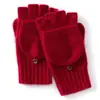 Novas Luvas Clássicas de Cashmere Puro com Aba Duas Vias Tricô Grosso Bloqueio de Temperatura Proteção contra Frio Estilo Simples Macio Versátil Venda por Atacado