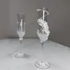 Par de Copas de Champán de Pluma de Cristal Hechas a Mano de Nicho Romántico Kit de Materiales DIY Fotografía de Boda