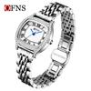 Reloj de Moda para Mujer Más Vendido de Ofns Tiktok Impermeable Barril Cuadrado Números Romanos Reloj de Cuarzo con Diamantes Reloj de Pulsera para Mujer