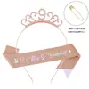 Aro para el pelo estilo chica europea y americana en oro rosa Set de tirante para el hombro de tela con purpurina Diadema para fiesta de cumpleaños Accesorios decorativos para el pelo con cinta