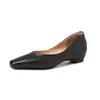 Zapatos de Trabajo Versátiles y Elegantes con Cuero Genuino y Aumento Oculto de Altura, Zapatos Slip-On de Cuero de Tacón Medio y Punta Cuadrada para Otoño 2026, Talla 42