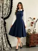 Ropa de mujer transfronteriza: Vestido estilo dulce y fresco con cuello de camisa y adorno de hebilla en la cintura, vestido de longitud media para ocasiones formales, suministro de ropa para mujer