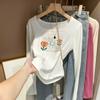 Camiseta de manga larga con hombros descubiertos y cuello alto de polar para otoño e invierno, camiseta corta de estilo occidental de alta gama para mujer