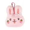 Llavero de conejo fresa con lazo de felpa de dibujos animados, muñeco de conejito lindo, colgante para mochila de estudiante, regalo pequeño