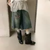 Botines de estilo coreano, nueva colección 2026, botines de moda para otoño con punta redonda, cordones frontales, tacón grueso y color liso, diseñados para mujer