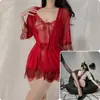 Camisón Sexy Puro Deseo Transparente Tentación Pijamas para Mujer Malla Transparente Encaje Tirantes Camisón Coqueto Conjunto para Estar en Casa