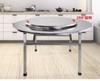 Mesa Redonda Rotativa Grossa de Aço Inoxidável, Mesa Rotativa Dobrável, Mesa Redonda Grande para Barraca de Lanches Noturnos para Churrasco, Mesa de Refeição para Cantina