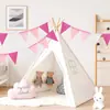 Nueva Decoración para Fiesta de Bodas Banderines Triangulares de Imitación Lino Decoración para Fiesta Infantil Banderines Colgantes Fiesta al Aire Libre Banderines Triangulares Coloridos