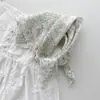 Bufanda pequeña de seda decorativa, artística, suave, transpirable y fresca para primavera y verano para mujer, estilo japonés, vintage, de algodón y lino con estampado floral.