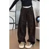 Jeans Retro Estilo Americano Estampado de Leopardo para Mujer Verano Tendencia Marca Nicho Pierna Ancha Rectos Sueltos Caída Casual Cintura