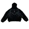 Otoño e Invierno Estilo Europeo y Americano Patrón Estampado Letras Holgado Moderno Calle Hip-Hop Cárdigan Cremallera Sudadera con Capucha