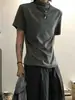 Design com Gola Cruzada, Manga Curta de Ombro Normal, Camiseta Masculina de Alta Qualidade Estilosa Slim Fit Estilo Americano, Marca Tendência de Verão Manga Meia