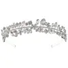 Diadema Super Flash de Pedrería Transfronteriza, Gama Alta, Lujo Ligero, Accesorios Versátiles para el Cabello de Boda, Diadema de Flor de Ciruelo y Hoja de Diamante Hecha a Mano al por Mayor