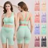 Conjunto de Bra Shorts Cruzado para Deporte, Fitness, Running, Sexy, sin Aros