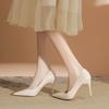 9888T Tacones Altos Zapatos de Mujer Tacón de Aguja Boca Baja PU Espejo Charol Zapatos de Mujer Rojo Angora Boca Baja Zapatos Individuales Zapatos de Mujer para el Trabajo