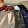 Camiseta de Algodón Lino Bordada de Manga Corta para Hombre Verano Delgada Estilo Japonés Holgada Talla Grande Ropa Marca de Moda Camiseta de Lino de Media Manga