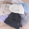 Gorro de lana con lazo dulce de Corea del Sur para mujer, gorro de lana para otoño e invierno, grande, combinable, cálido, con protección para las orejas, gorro de punto pequeño.