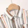 Ropa para Niños al por Mayor Camisas de Manga Corta para Niños Trajes para Niños Nuevas Camisas Rayadas Estilo Hong Kong Overoles Ropa Formal Disfraces de Presentación