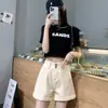 Shorts de Mezclilla de Tiro Alto en Línea A para Mujer, Adelgazantes, Cubren la Cadera, Verano, Delgados, Negros, Dobladillo Enrollado, Tipo Pera, Cintura Ceñida, Pierna Ancha Suelta