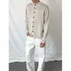 Estilo old money, suéter de tricô com estampa floral, peça externa casual para outono e inverno, suéter de botões de caimento solto, versátil e estiloso