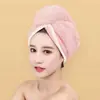 Touca de secagem de cabelo dupla camada espessa para mulheres, altamente absorvente e de secagem rápida, toalha de cabelo para secar o cabelo, novo estilo de touca de banho