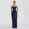 Vestido Longo de Noite Sem Alças com Fenda Alta Cruzamento de Fronteira Comércio Exterior Outono Novo Estilo Plissado Elegante Saia Longa Venda Direta da Fábrica