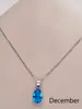 Conjunto de colar e brincos transfronteiriço europeu e americano pedra de aniversário de dezembro zircônia aço inoxidável pingente gota